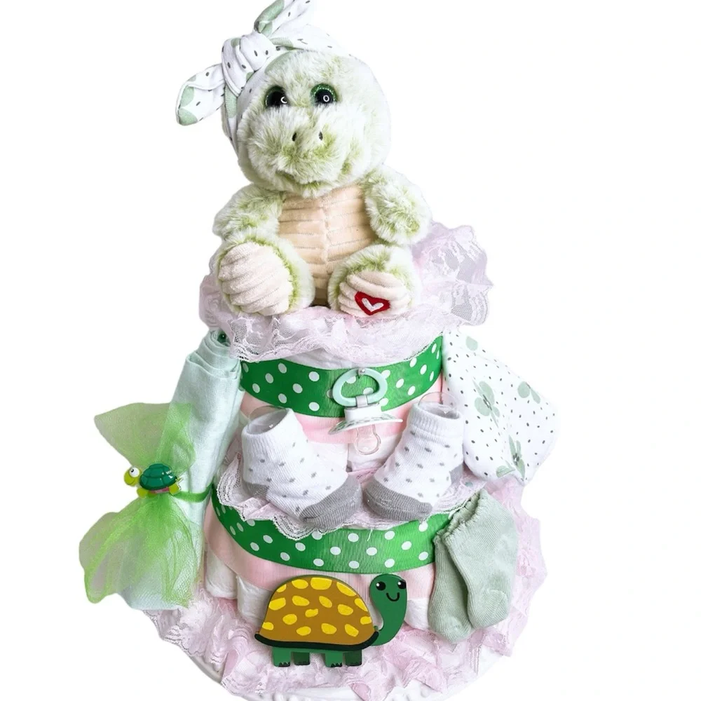Turtle Diaper Cake, Baby Shower Gift